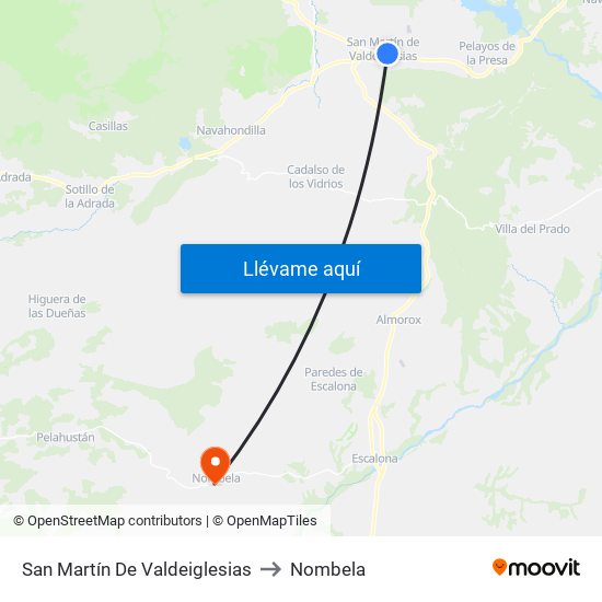 San Martín De Valdeiglesias to Nombela map