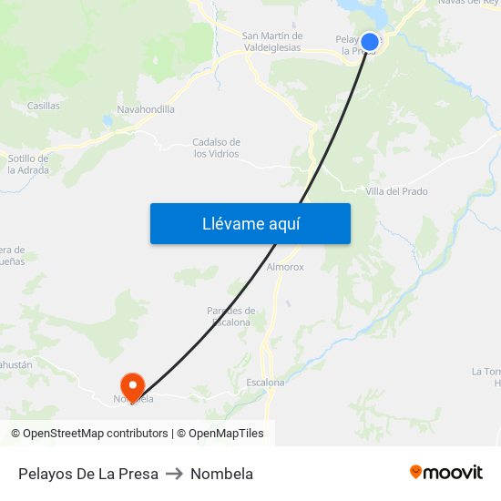 Pelayos De La Presa to Nombela map