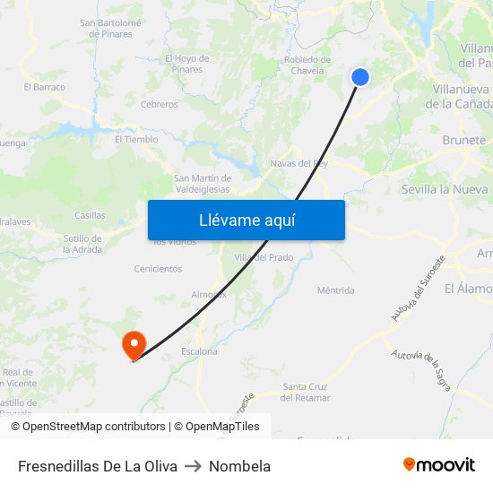 Fresnedillas De La Oliva to Nombela map