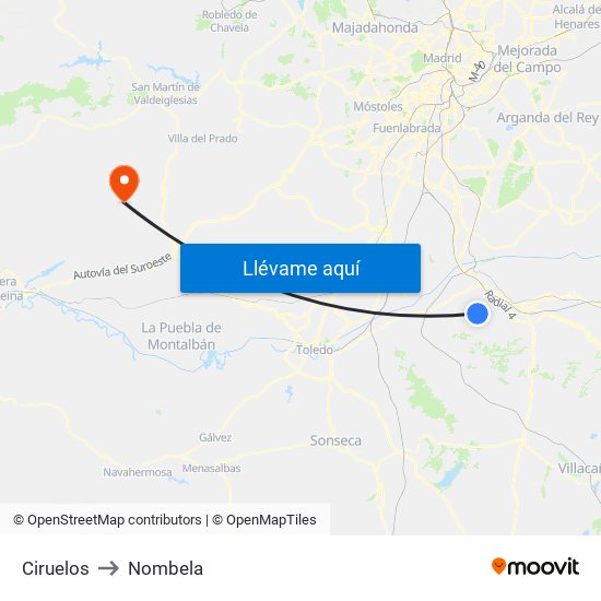 Ciruelos to Nombela map