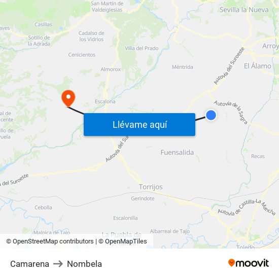 Camarena to Nombela map