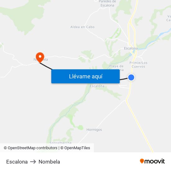 Escalona to Nombela map