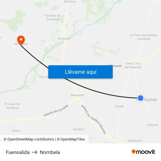 Fuensalida to Nombela map