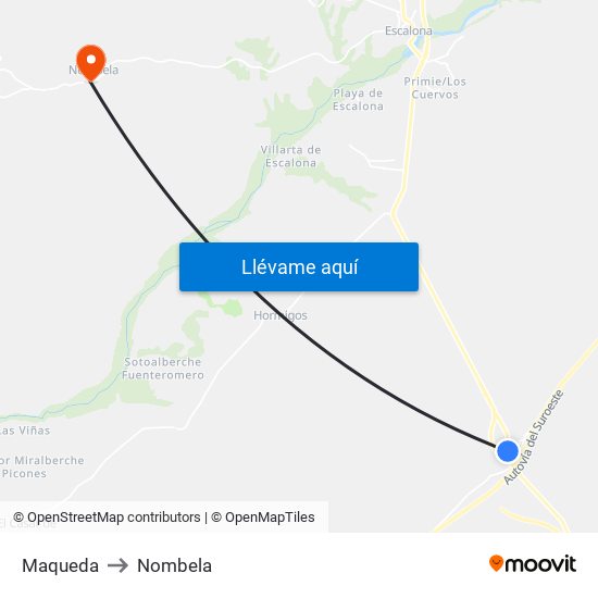 Maqueda to Nombela map