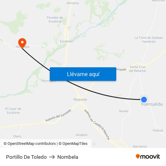 Portillo De Toledo to Nombela map