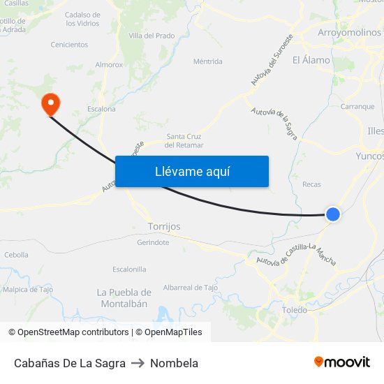 Cabañas De La Sagra to Nombela map