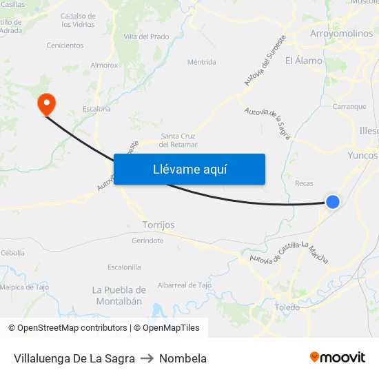 Villaluenga De La Sagra to Nombela map