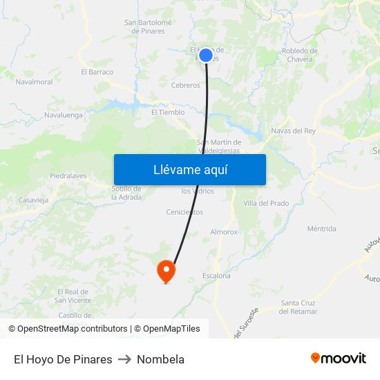 El Hoyo De Pinares to Nombela map