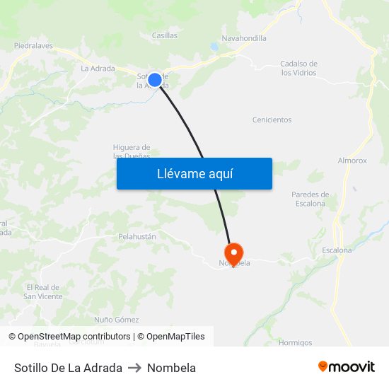 Sotillo De La Adrada to Nombela map