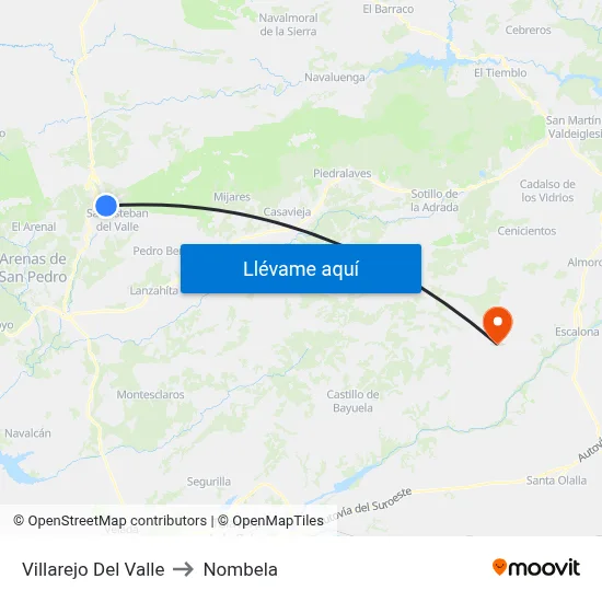 Villarejo Del Valle to Nombela map