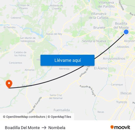 Boadilla Del Monte to Nombela map