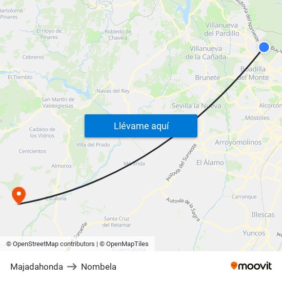 Majadahonda to Nombela map