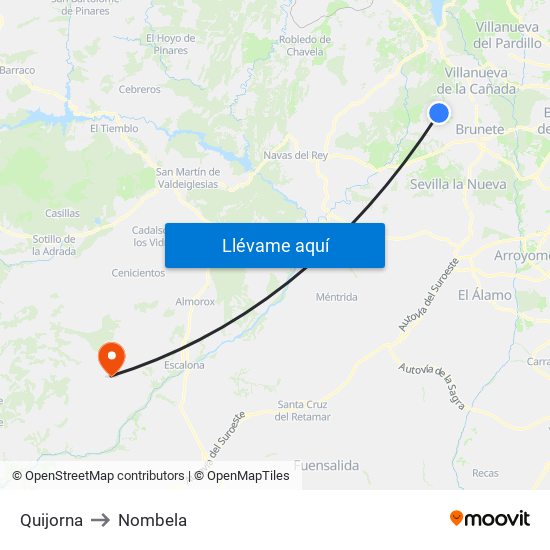 Quijorna to Nombela map