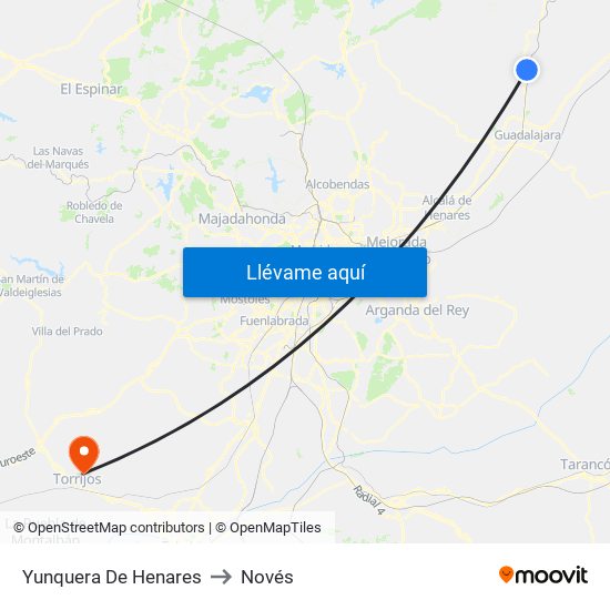 Yunquera De Henares to Novés map
