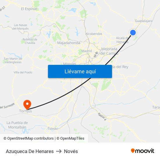 Azuqueca De Henares to Novés map