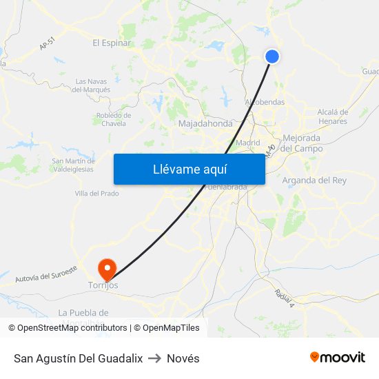 San Agustín Del Guadalix to Novés map