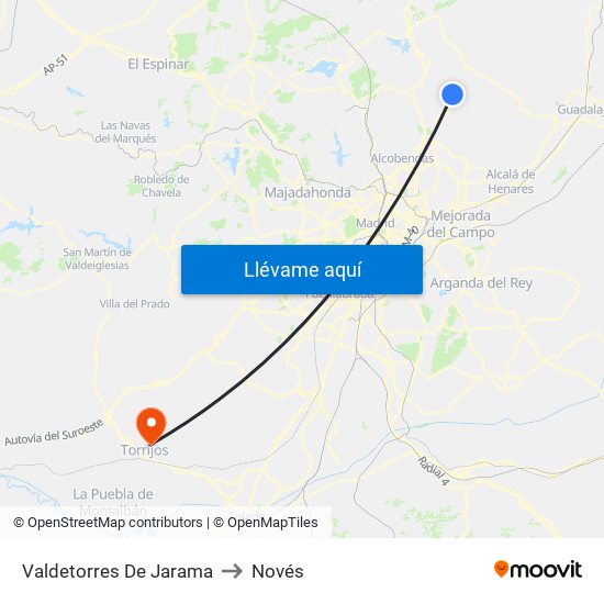 Valdetorres De Jarama to Novés map
