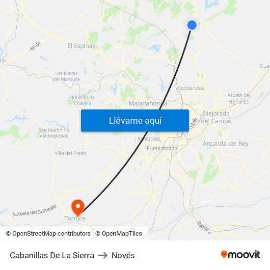 Cabanillas De La Sierra to Novés map