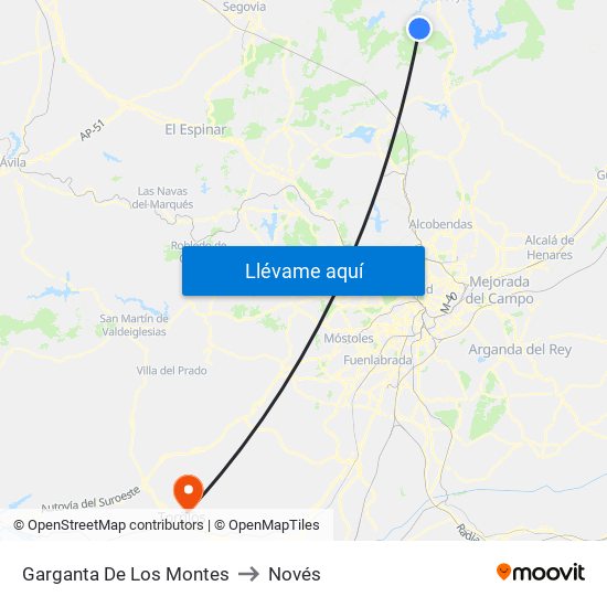 Garganta De Los Montes to Novés map