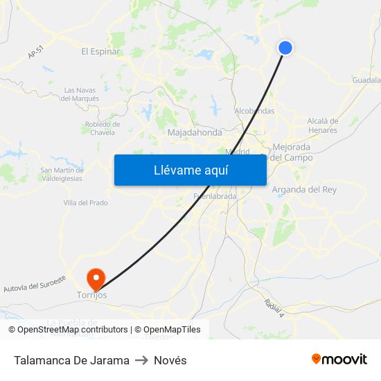 Talamanca De Jarama to Novés map
