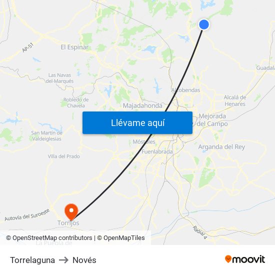 Torrelaguna to Novés map