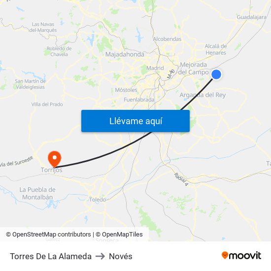 Torres De La Alameda to Novés map