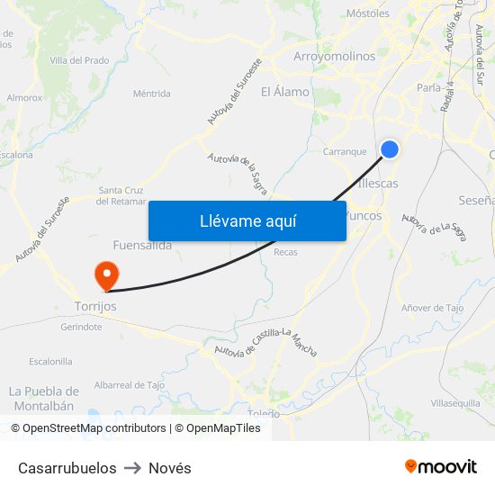 Casarrubuelos to Novés map