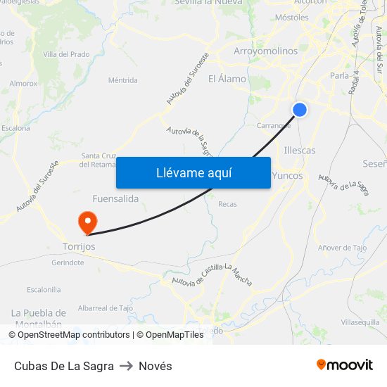 Cubas De La Sagra to Novés map