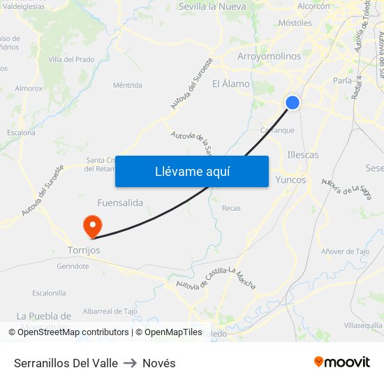 Serranillos Del Valle to Novés map