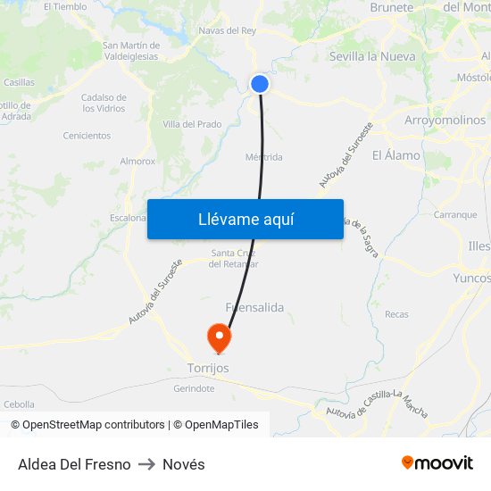 Aldea Del Fresno to Novés map