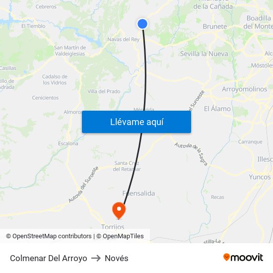 Colmenar Del Arroyo to Novés map