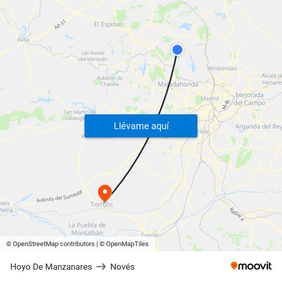 Hoyo De Manzanares to Novés map