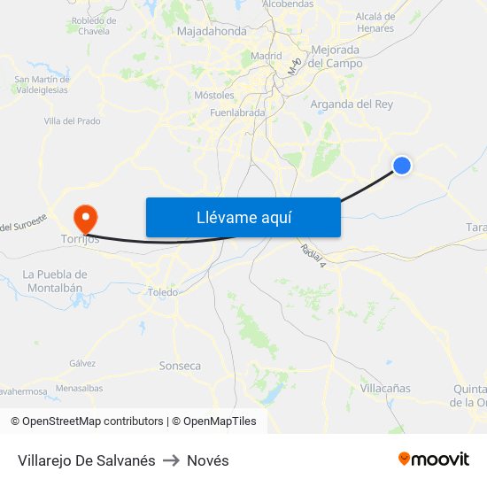 Villarejo De Salvanés to Novés map