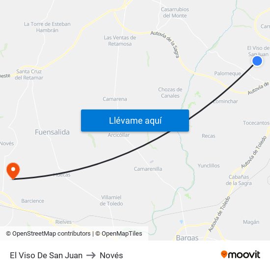 El Viso De San Juan to Novés map