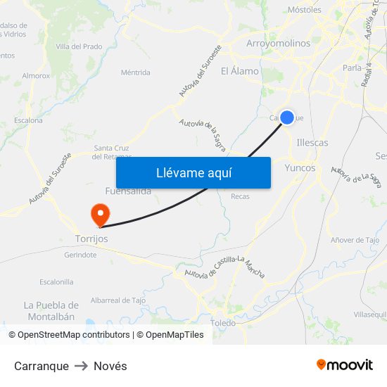 Carranque to Novés map