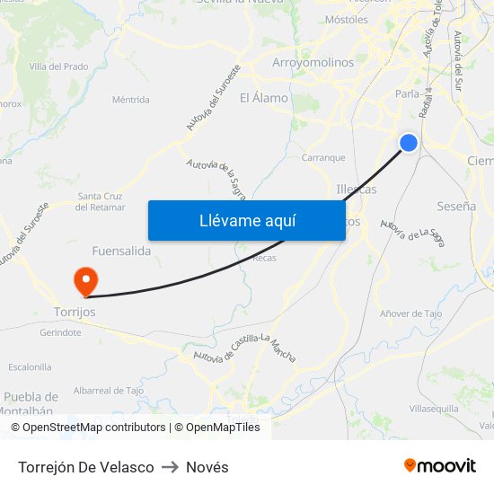 Torrejón De Velasco to Novés map