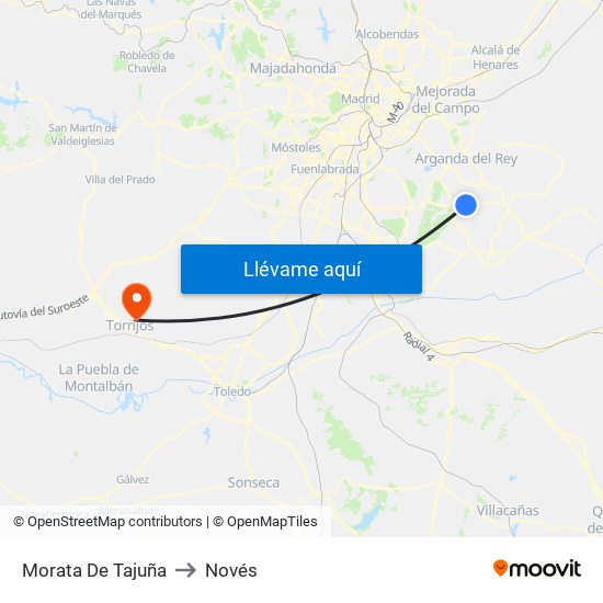 Morata De Tajuña to Novés map