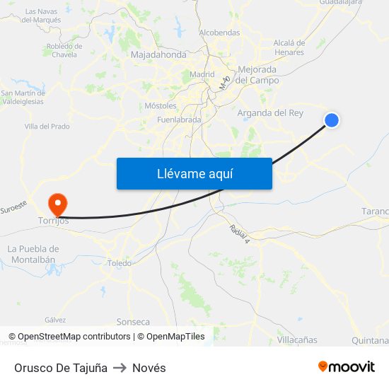 Orusco De Tajuña to Novés map