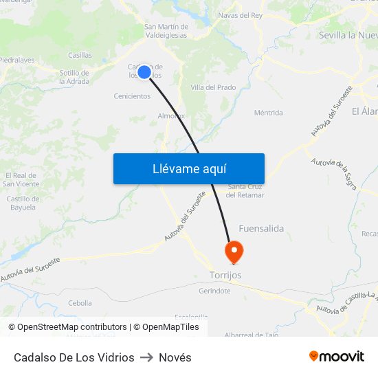Cadalso De Los Vidrios to Novés map