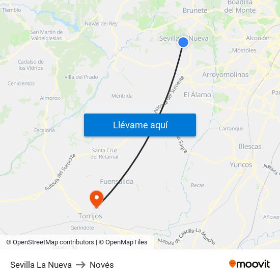 Sevilla La Nueva to Novés map