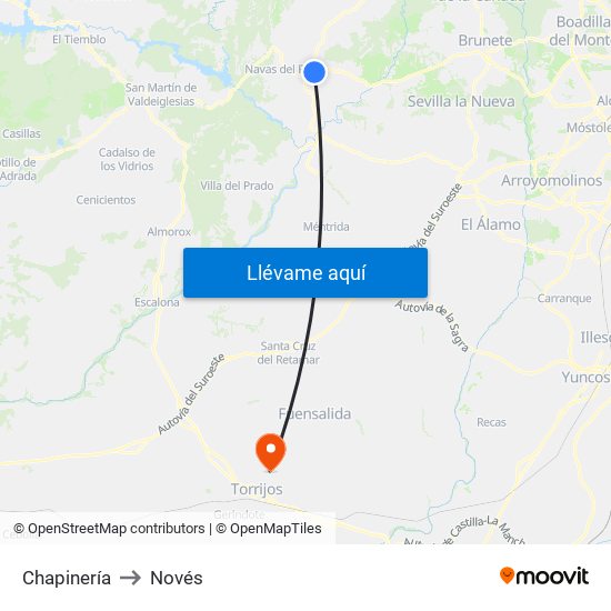 Chapinería to Novés map