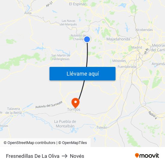 Fresnedillas De La Oliva to Novés map