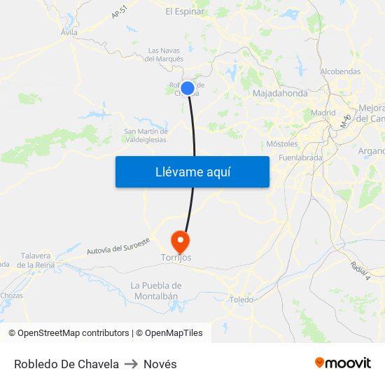 Robledo De Chavela to Novés map