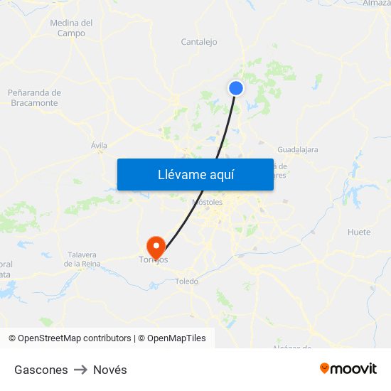 Gascones to Novés map