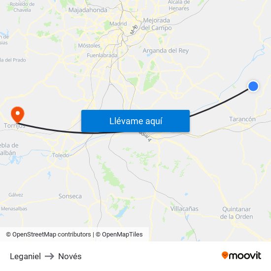 Leganiel to Novés map