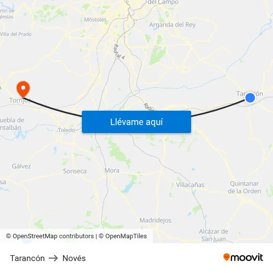 Tarancón to Novés map