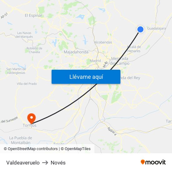 Valdeaveruelo to Novés map