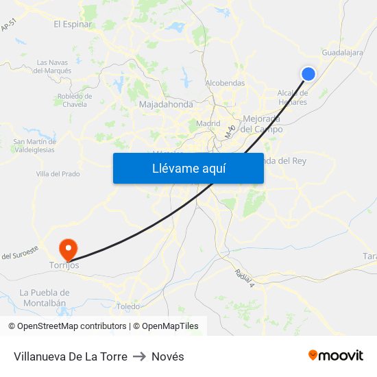 Villanueva De La Torre to Novés map