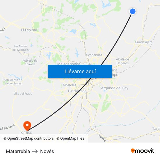 Matarrubia to Novés map
