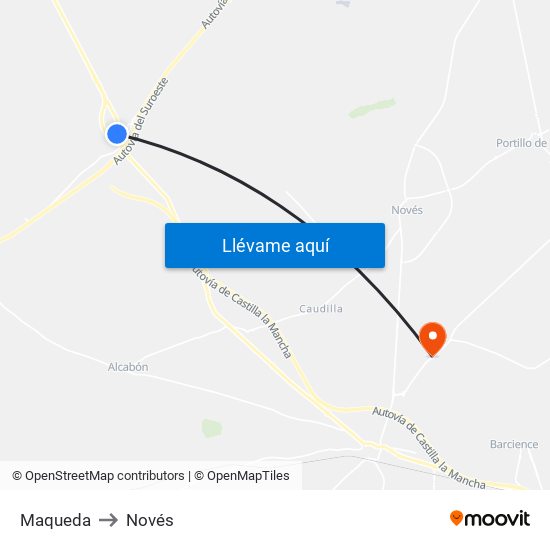 Maqueda to Novés map